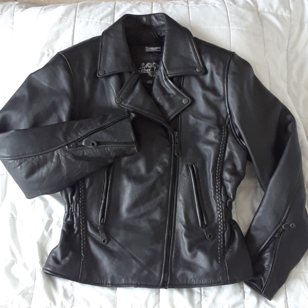 Leather Gallery Genuine Leather Crop Biker Sz M